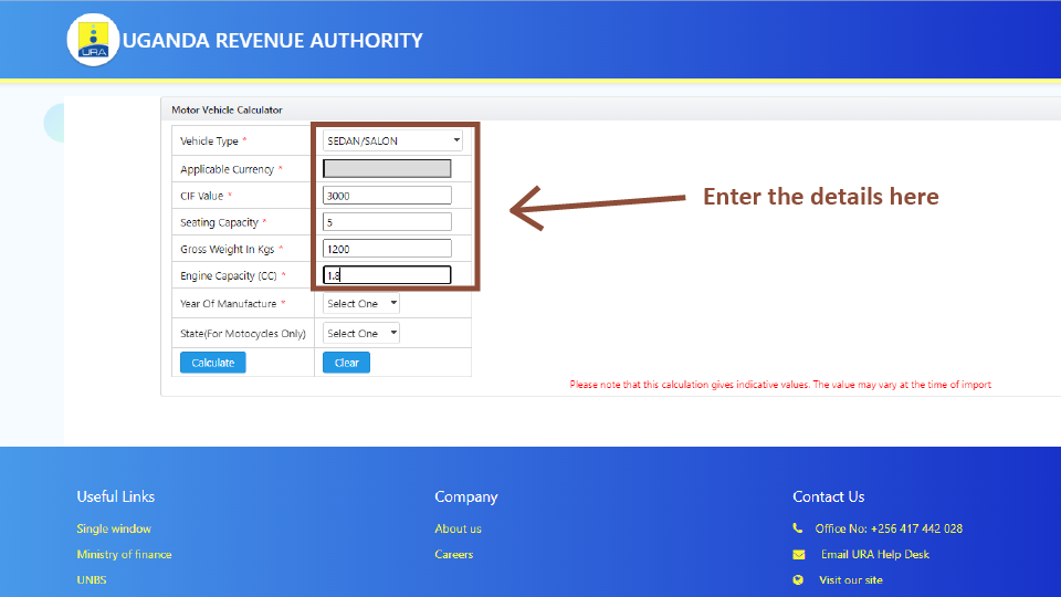 How to calculate vehicle tax in Uganda