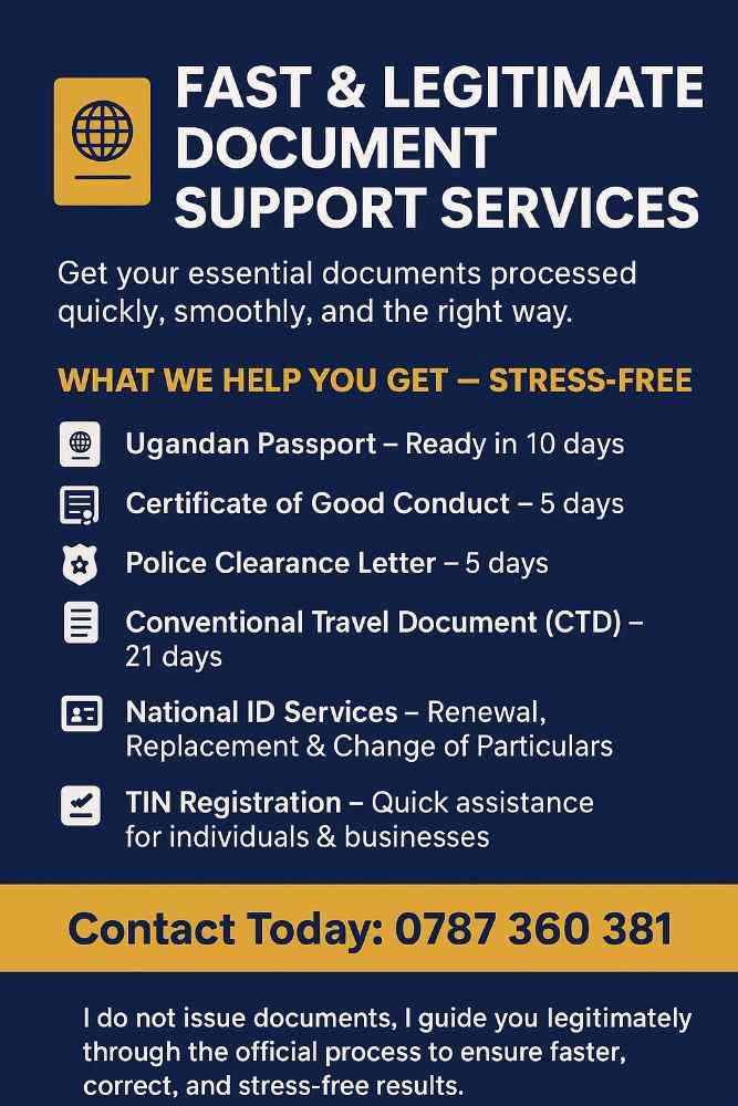Ugandan Passport & Interpol Letter Assistance